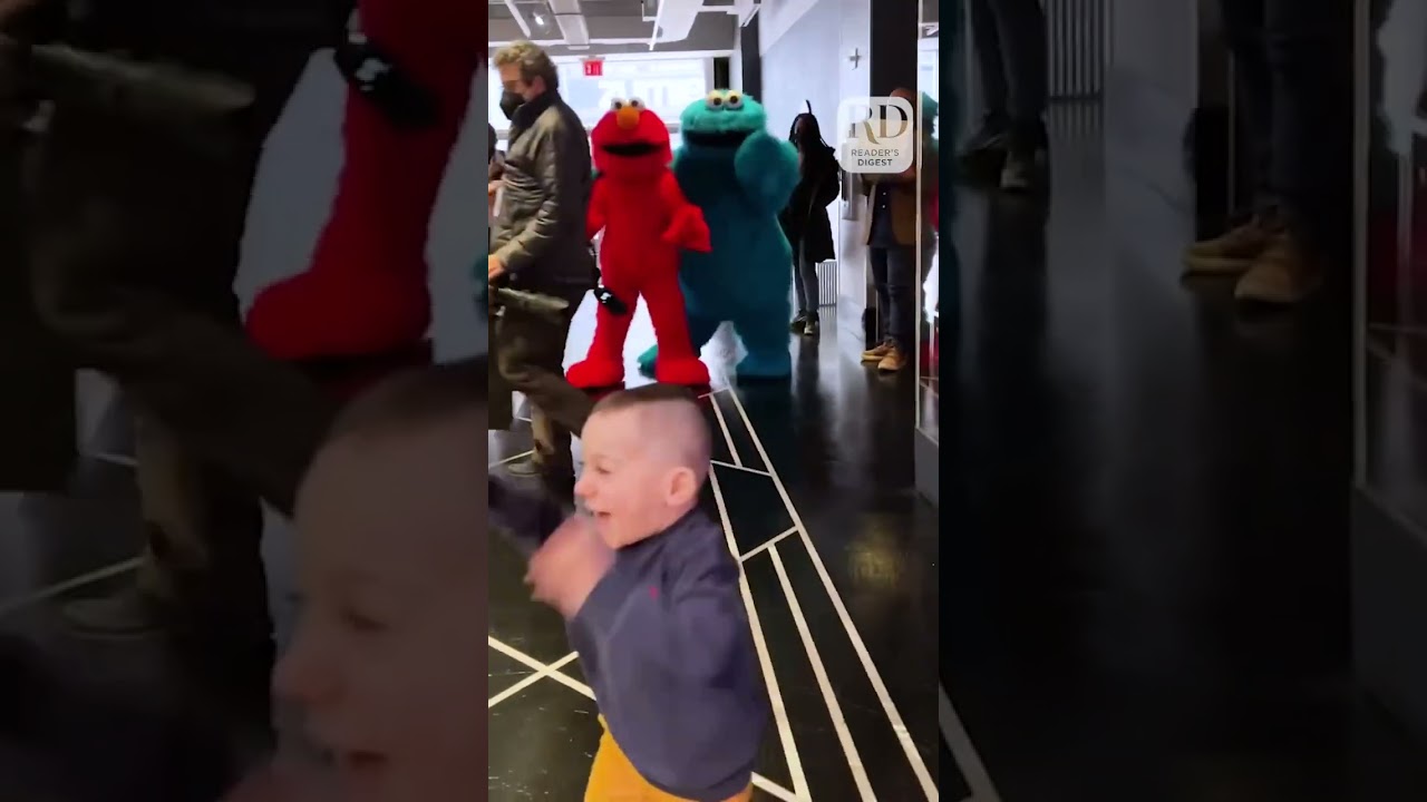 Adorable Little Boy Gets to Meet Elmo and Cookie Monster