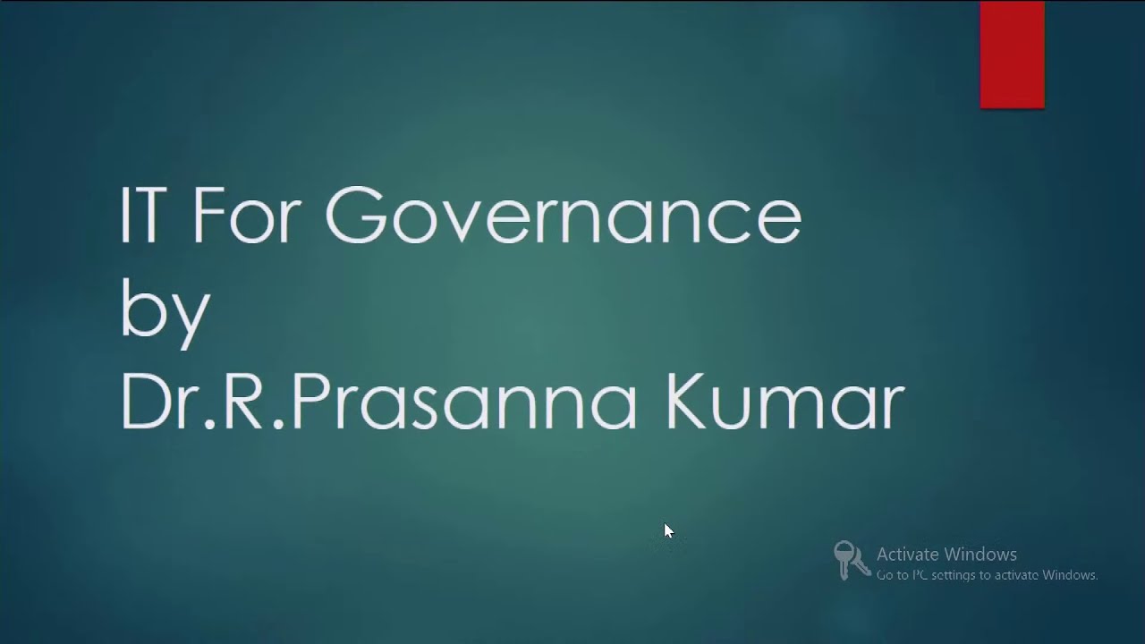 IT for Governance by Dr. R. Prasanna Kumar