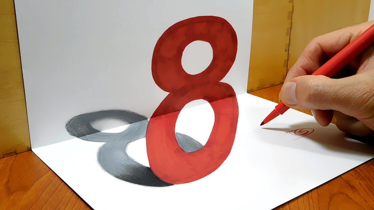 How to Draw Number 8 3D Trick Art 3D Drawing