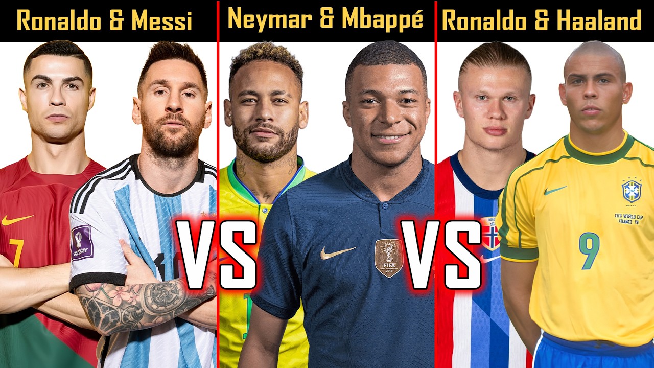 🏆 Криштиану Роналду и Лионель Месси 🆚 🥈 Неймар и Килиан Мбаппе 🆚 🧬 Роналду Назарио R9 и Эрлинг Хан