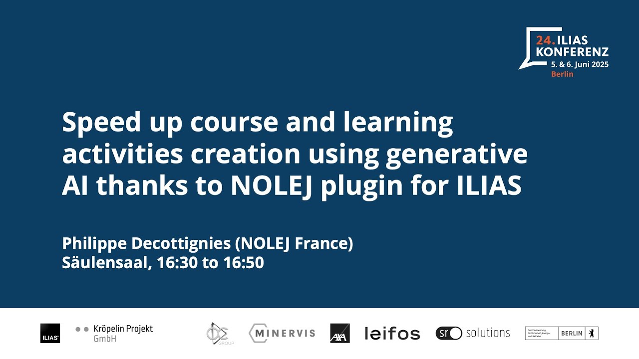 ILIAS Konferenz 2025 in Berlin: Speed up course and learning activities creation using generative AI