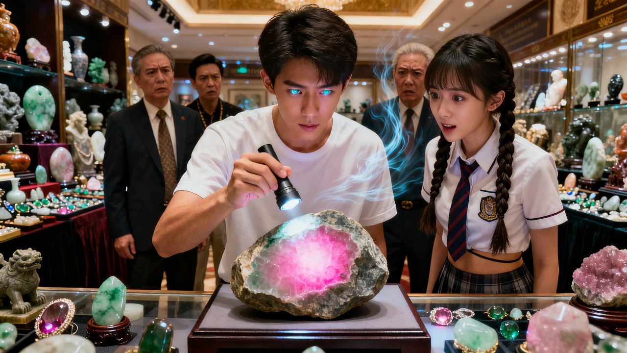 窮外賣小夥遭拜金女羞辱意外獲得透視神瞳，一眼看穿原石開出絕世翡翠，美女總裁當場披上婚紗要嫁給他！ZYDJ