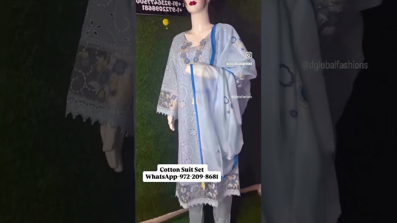 Комплект из хлопковой куртки, брюк и дупатты с 3D-вышивкой | @dglobalfashions786 | DGlobal Fashions