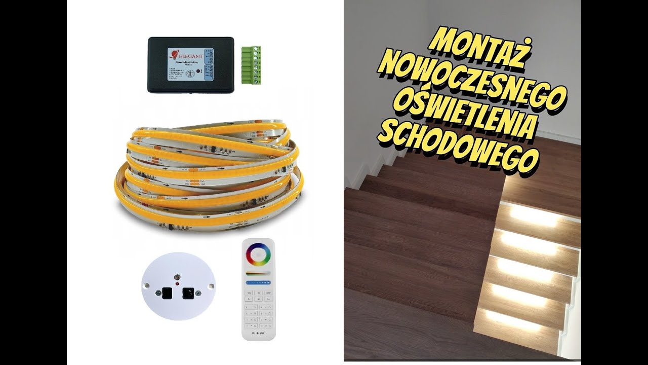 Montaż oświetlenia schodowego - Taśmy LED CYFROWE, sterownik ELEGANT, laserowe czujniki ruchu