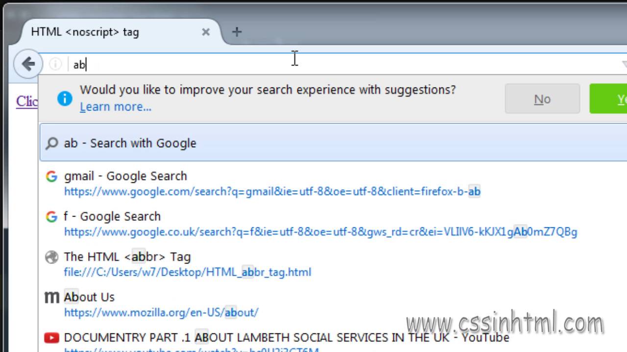 HTML noscript Tag