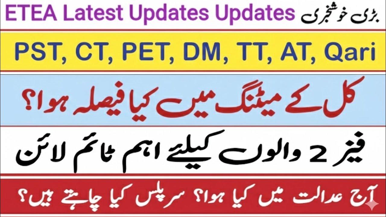 ETEA CBT Phase2 Merit lists | Merit lists, Interview, appointment orders | surplus #etea2025