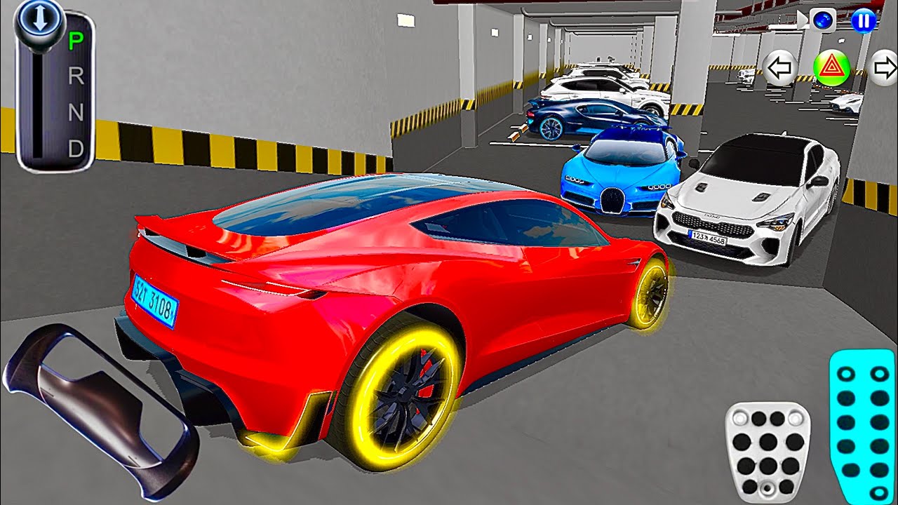 New Red Tesla EV Car 🚗 Parking in Garage | 3D Driving Class 2025 | Best Android Car Gameplay 🎮