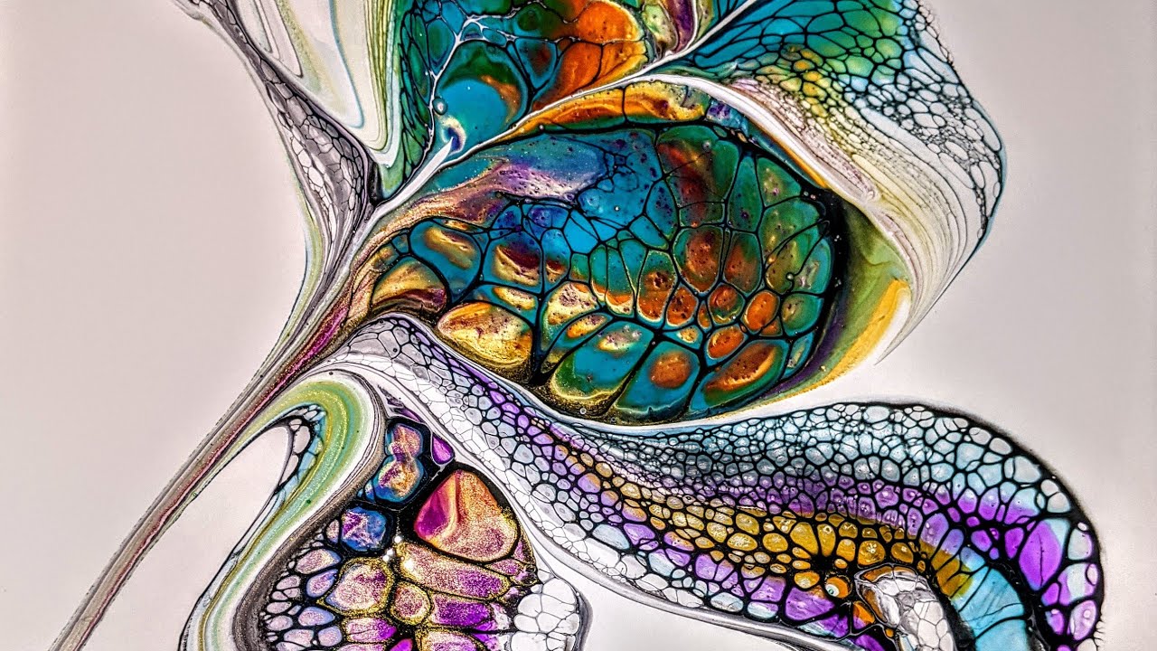 'Belladonna' Beautiful Acrylic Pour ~ Floral Bloomswipe Technique ~ #TLP  (102)