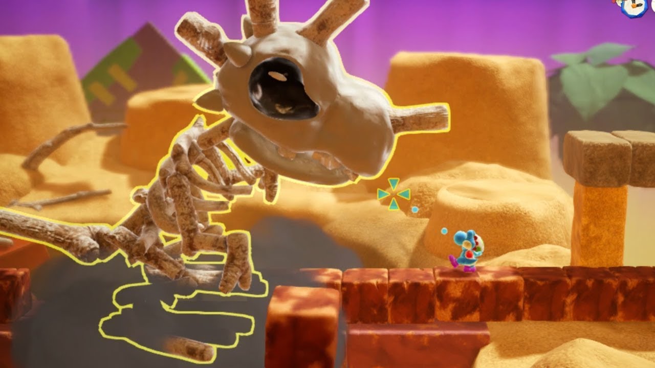 Yoshi's Crafted World - 100% Walkthrough - Skelesaurus Wrecks - Front & Flip Side