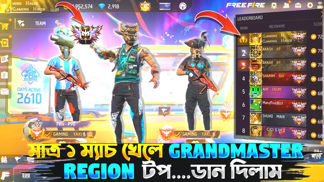 মাত্র ১ ম্যাচ খেলে BR Rank Grandmaster Region ডান দিলাম😱 || New Interesting Video || Gaming Hasib ||