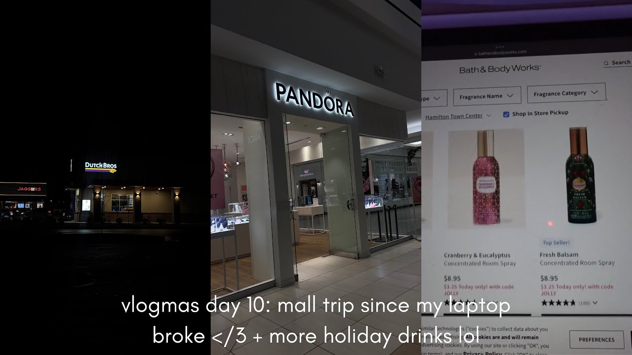 vlogmas day 10: more holiday drinks, mall trips, AND my laptop broke?? 🥲