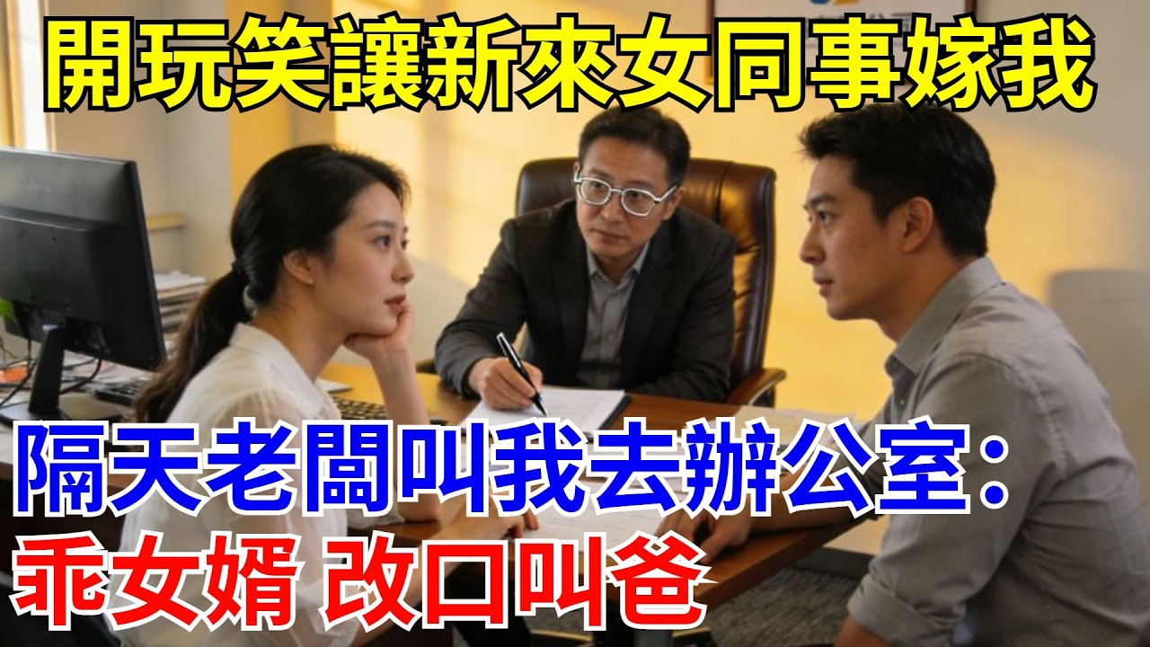 開玩笑讓新來女同事嫁我，隔天老板叫我去辦公室：乖女婿 改口叫爸。#原創#情感#情感故事#故事#爽文#奇聞#為人處世#生活經驗