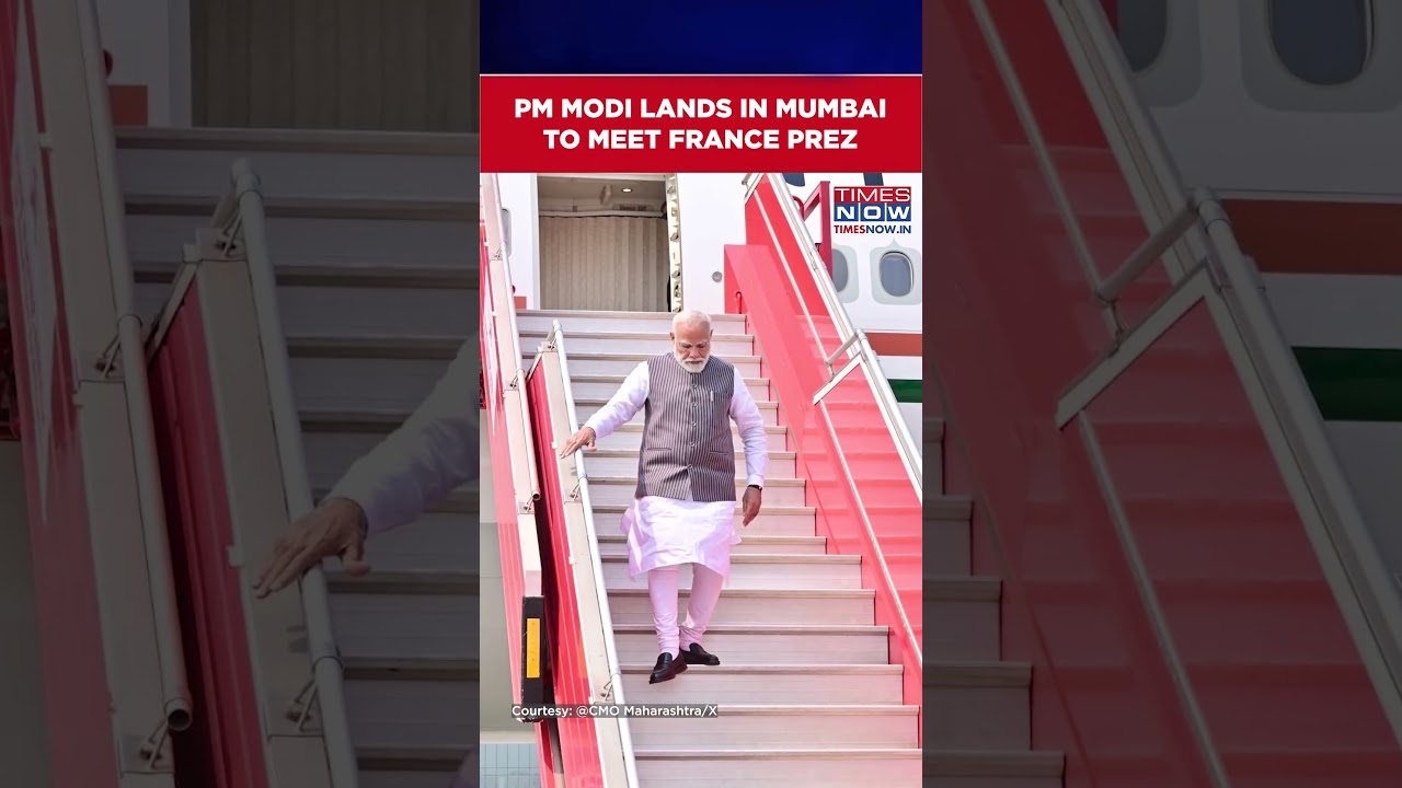 Modi-Macron Meeting: PM Modi Lands In Mumbai To Meet French President Macron #shorts