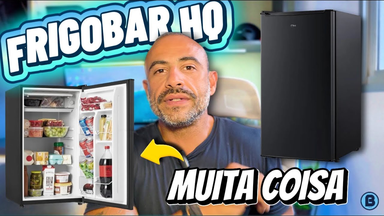FRIGOBAR HQ - É BOM? PRETO 93L - Carreguei com muita coisa. #hq #frigobar