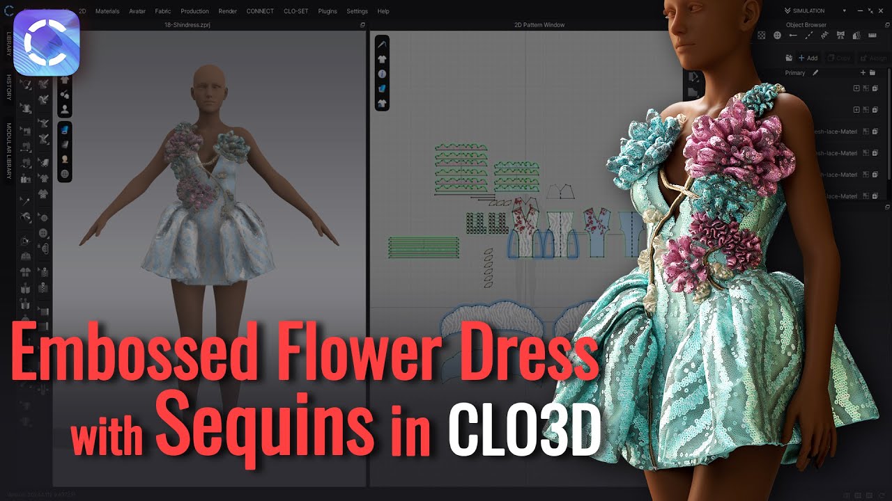 How to Model a Stunning Sequin Flower Party Dress in CLO3D
