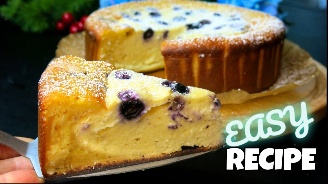 The Easiest Cheesecake with Blueberries In Minutes! Just Mix and Bake!