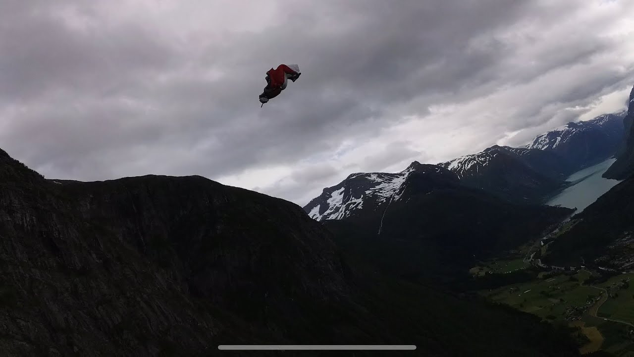 Gainer and ping pong from Loen skylift cliff Basejump wingsuit