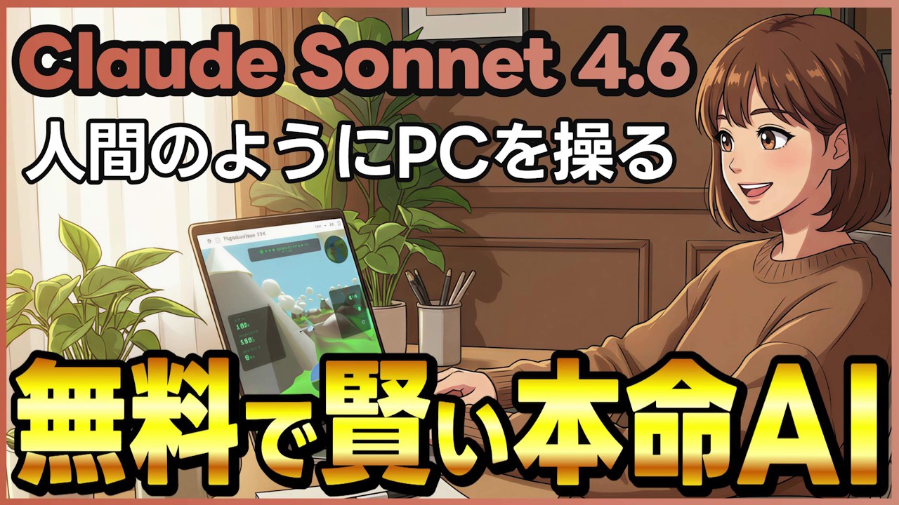 【Claude Sonnet 4.6完全ガイド】無料で使える性能＆コスパ最強AIモデル「Claude Sonnet 4.6」！人間のようにPCを操作する能力向上！