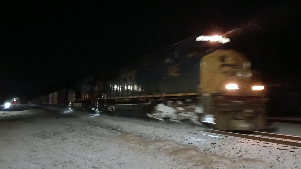 CSXT 4587 SD70MAC Leads CSX Train M691 At Gifford SC In The Snow On The Columbia Subdivision 