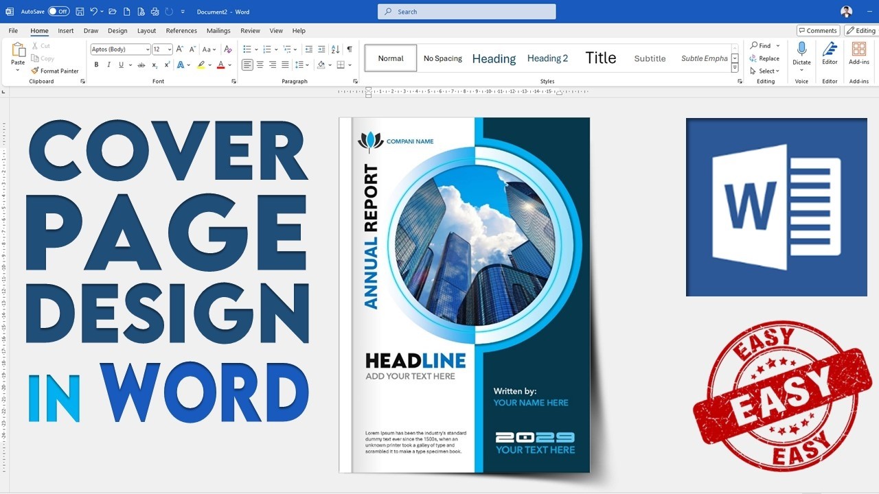 Cover Page Design in Ms Word 🧡
