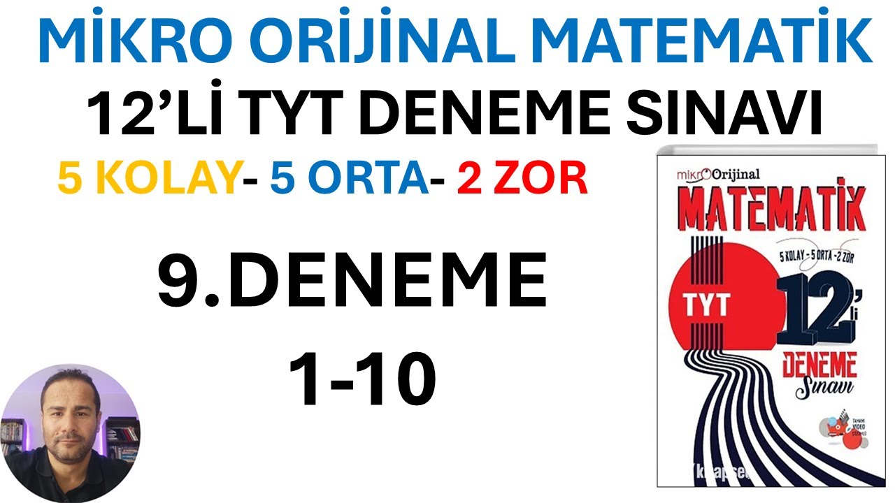 MİKRO ORİJİNAL MATEMATİK 12 Lİ TYT DENEME SINAVI | 9.DENEME 1-10 |#orijinalmatematik  #mikroorijinal