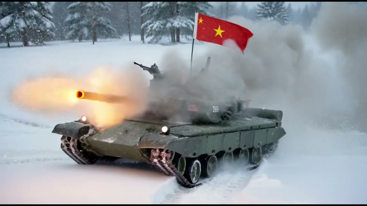 國軍新式M1A2T坦克在雪地上迎頭痛擊共軍99A主戰但克，一擊即潰99A!