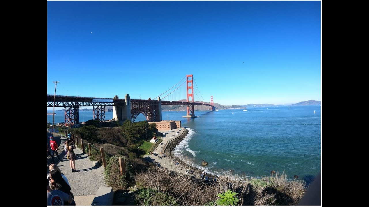 San Francisco - Driving on Golden Gate Bridge Round Trip