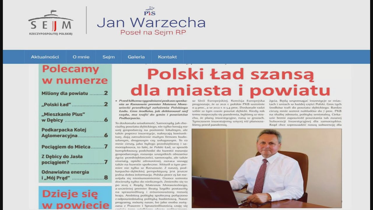Poseł Jan Warzecha wsparcie dla regionu opisał w Gazecie