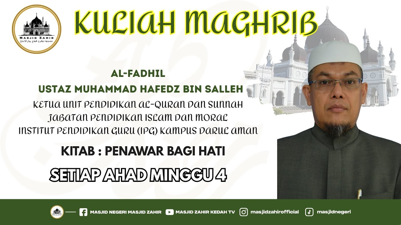 🔴USTAZ MUHAMMAD HAFEDZ BIN SALLEH 🗓 EDISI 25-01-2026 (AHAD) 06 SYA'ABAN 1447H