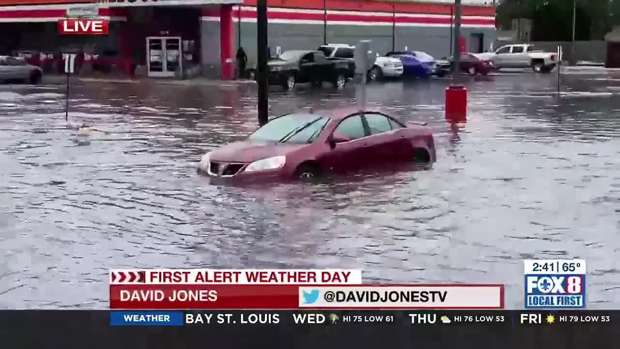 Heavy New Orleans street flooding Wednesday at Broad Street and Orleans Avenue