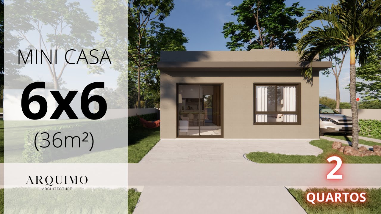 Plano de Casa 6X6 | Com 2 Quartos | Mini Casa 36 M²| 6X6 HOUSE (36 SQM)| Small House Design Idea