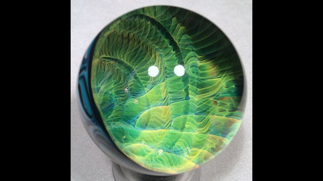 Handmade Vortex Boro Glass Marble by Bill Grout  072616b