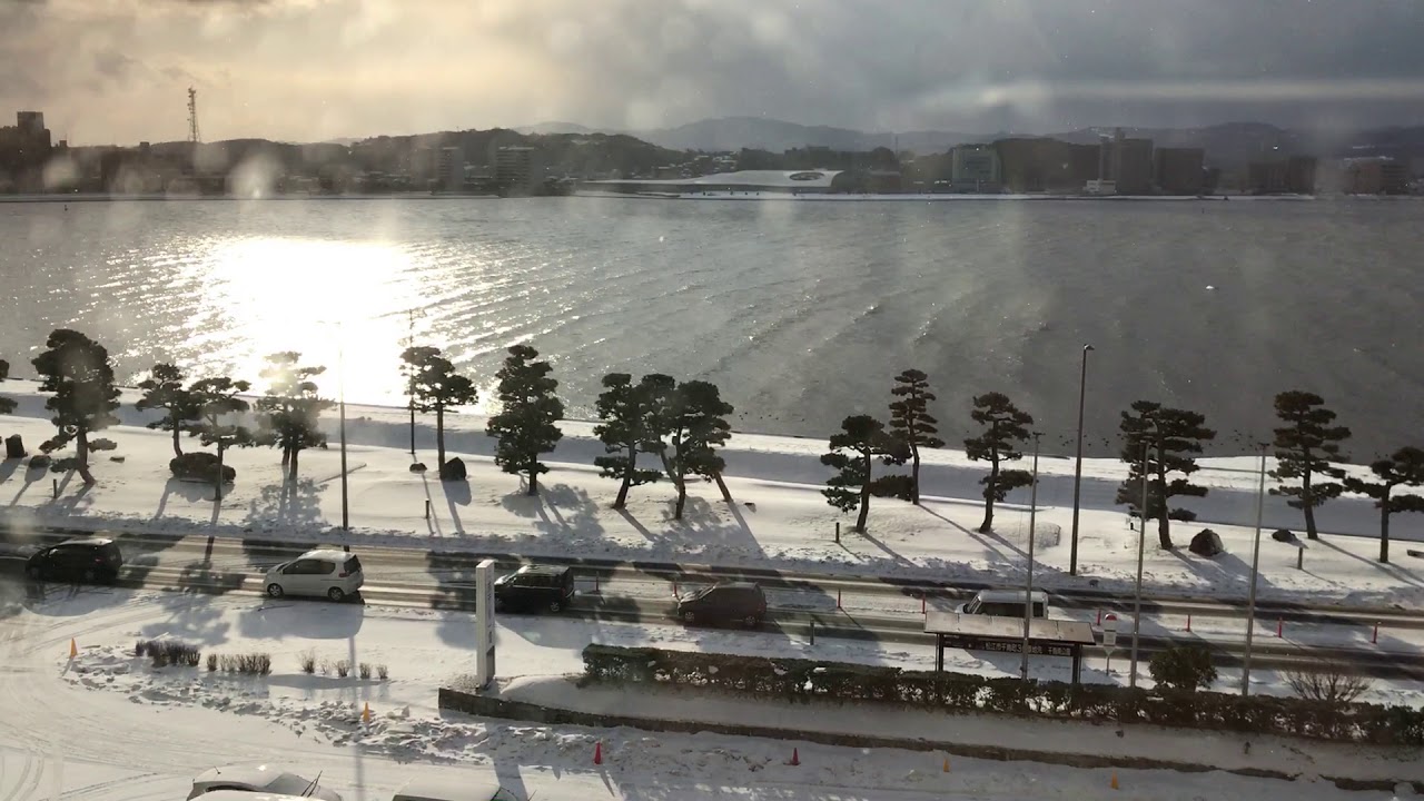 島根県 雪 宍道湖 朝 松江