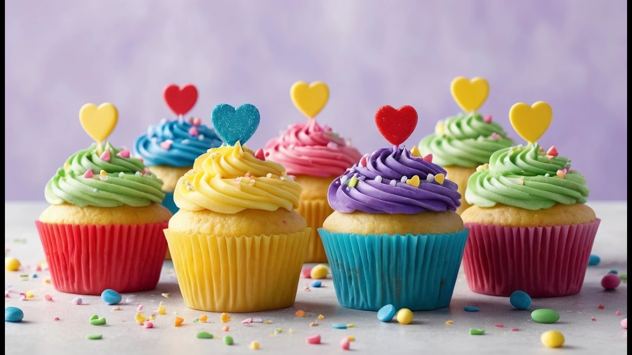 Sechs kleine Spielzeug-Cupcakes – Streu, streu, streu | Buntes Backlied & Farben lernen