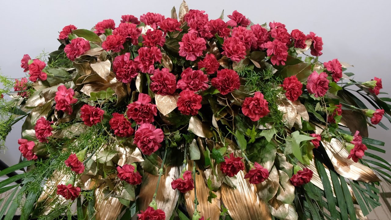 DIY double-one sided casket spray with carnations