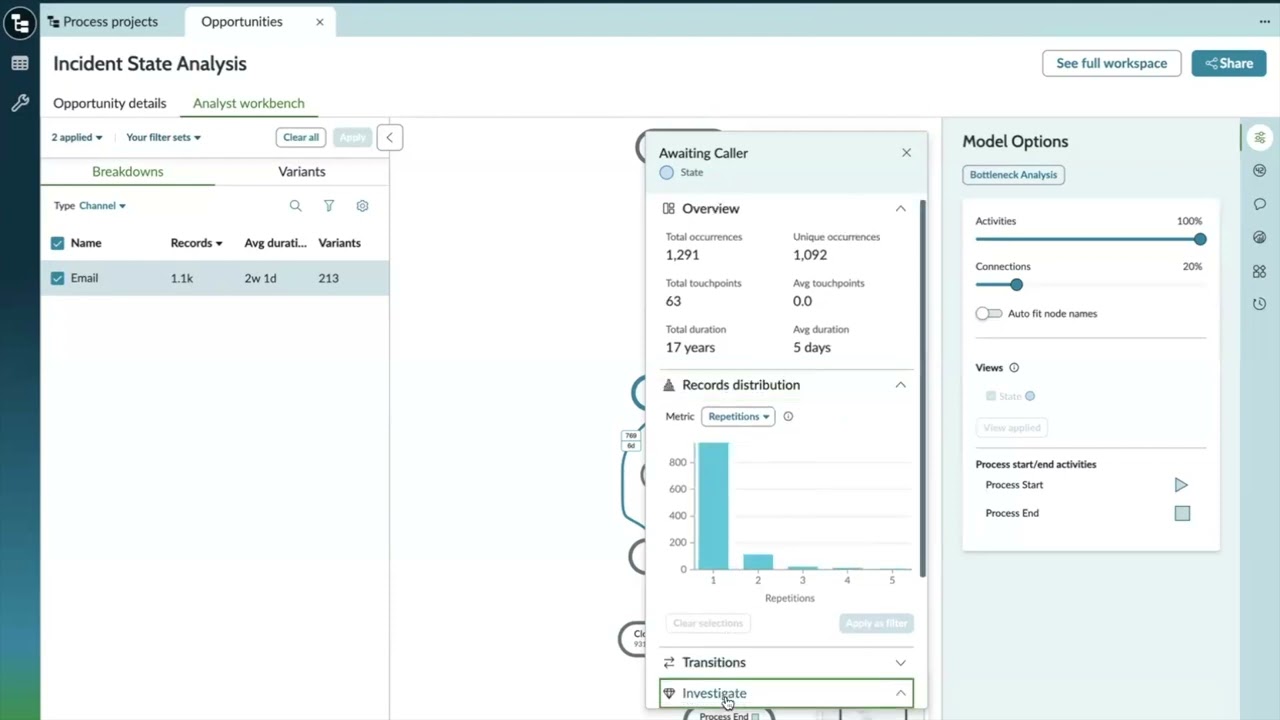 Демонстрация интеллектуального анализа процессов ServiceNow
