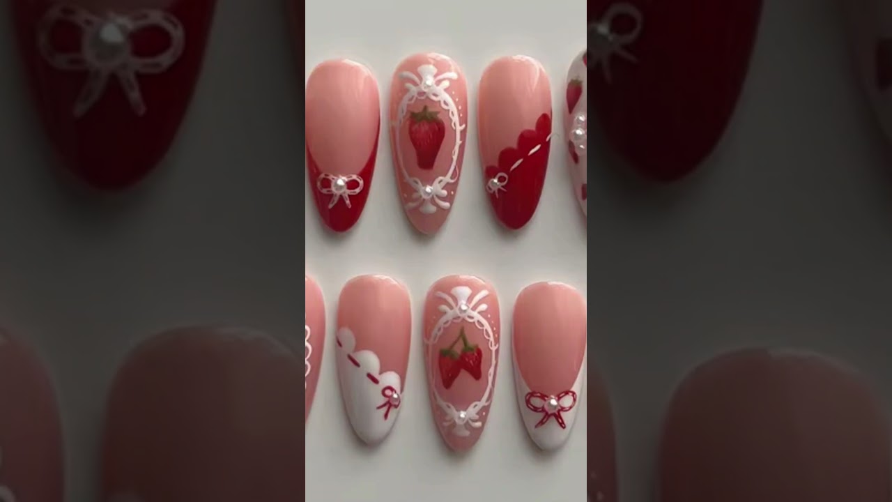 Pearl Plaid Design | Cute French Fake Nails......... 