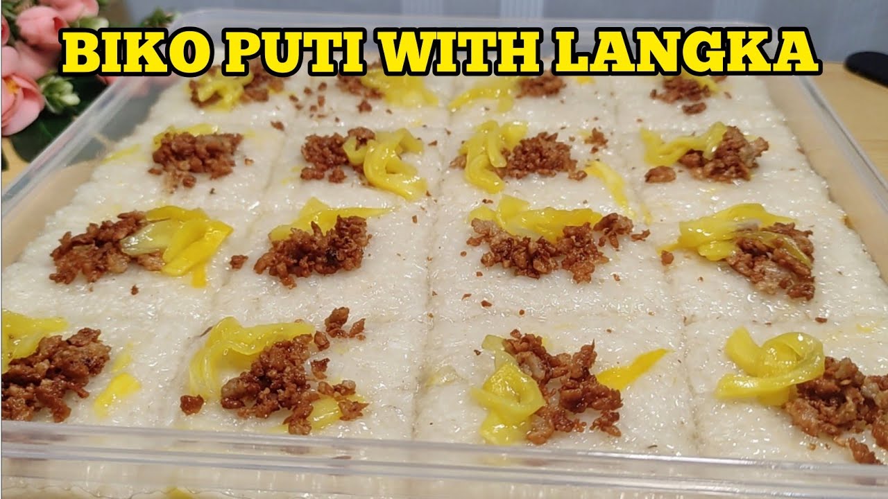 BIKONG PUTI WITH LANGKA | BIKO WITH LANGKA  RECIPE | Filipino Rice Cake Dessert