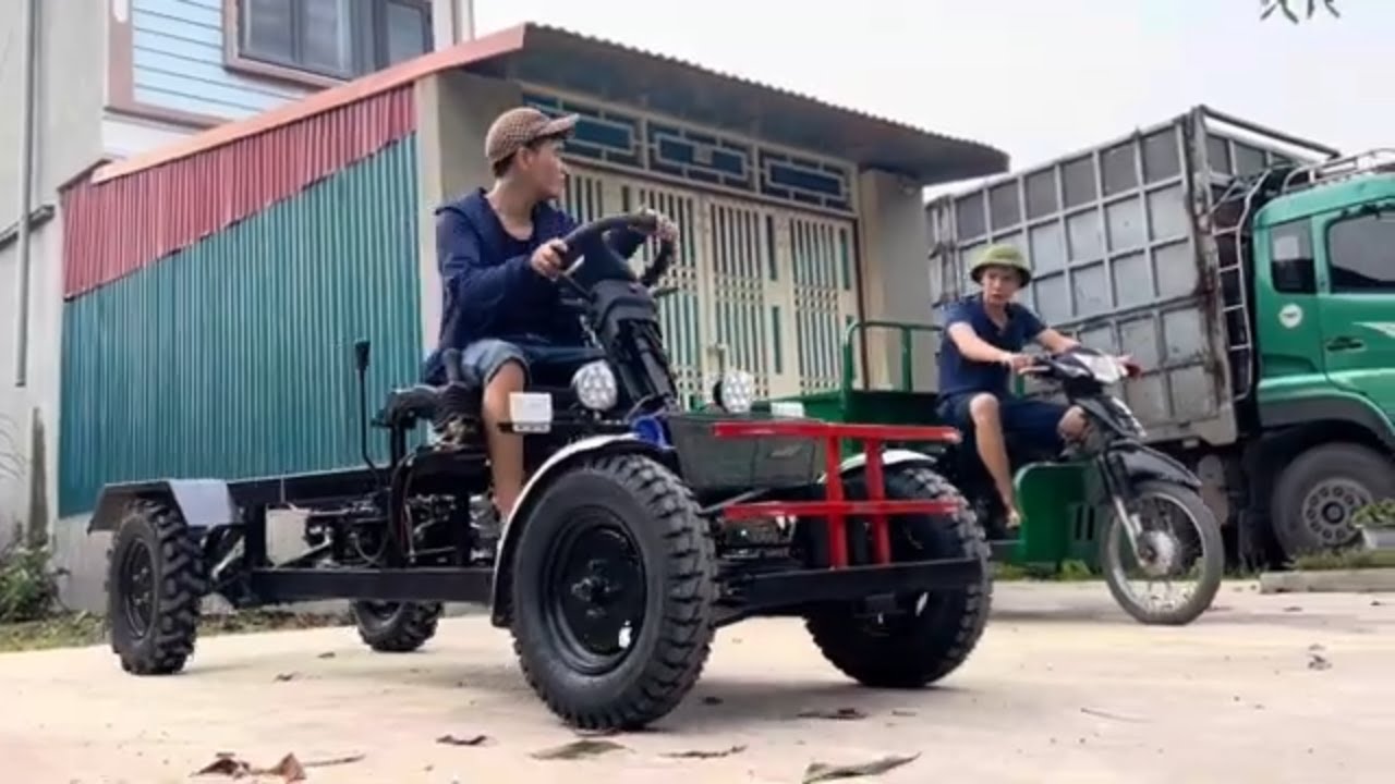 Tiệm cơ khí chế tạo Xe 3 4 Bánh giá rẻ || Xe tự chế chuyên chở hàng tải trọng 1T2