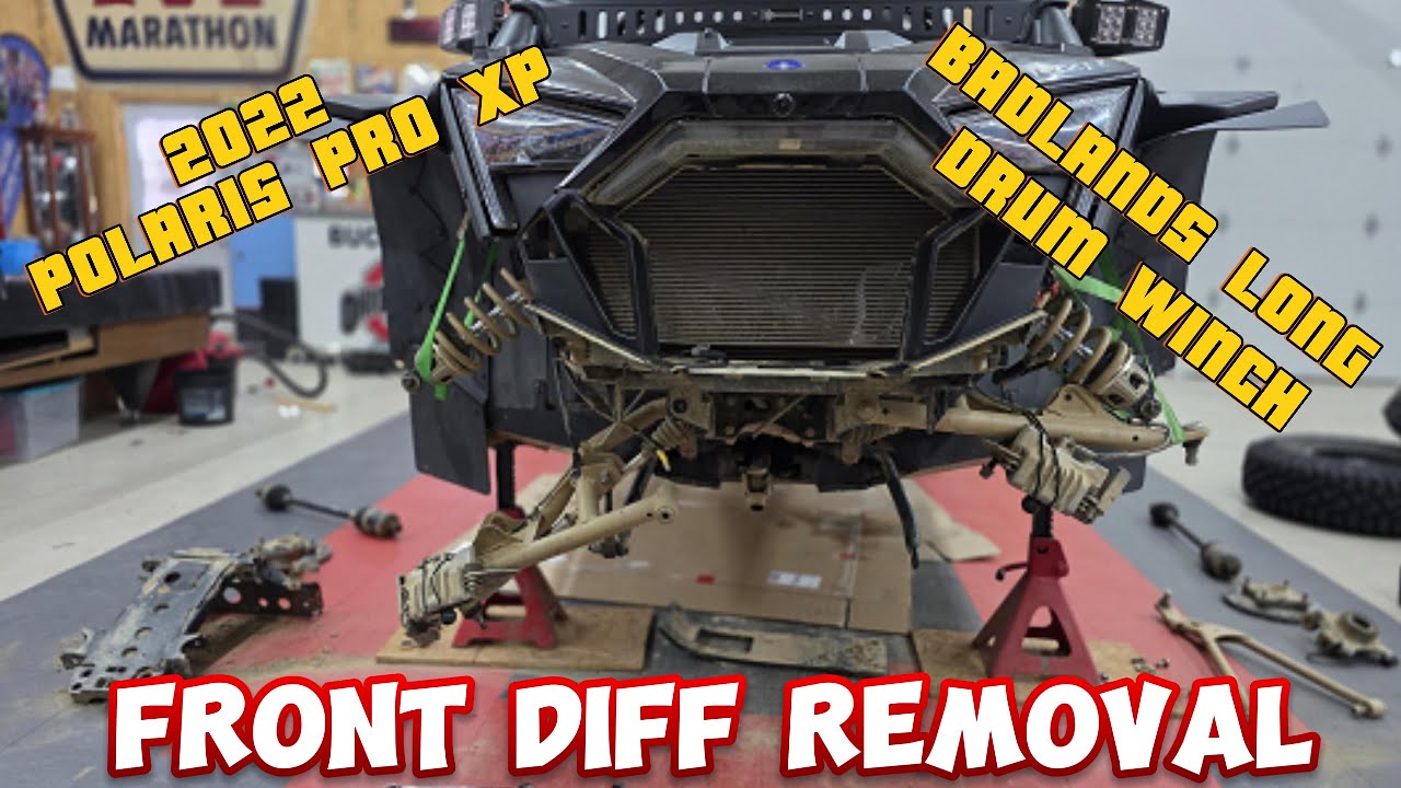 Polaris Pro XP, Как снять передний дифференциал, Длинный барабан лебедки Harbor Freight Badlands,...