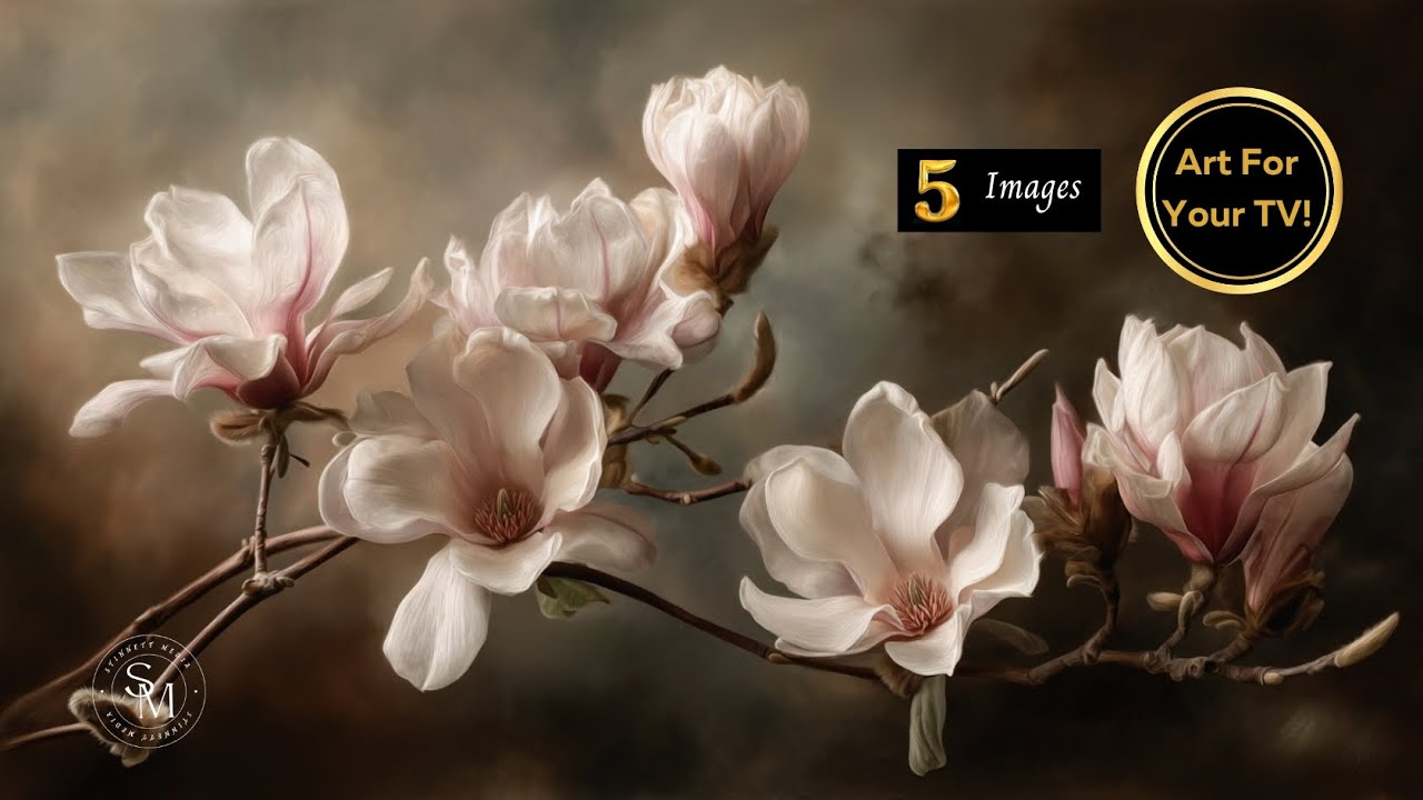 White Spring Magnolia Screensaver for TV | Art for TV | TV Screensaver