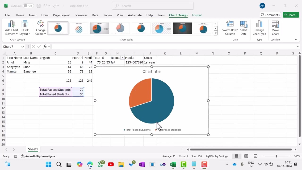 9   charts for Visual Presentation in Spreadsheet