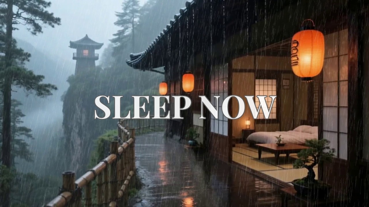 🔴 Soul-Calming Night Rain at a Misty Mountain Cliff Veranda to Help You Fall Asleep Instantly