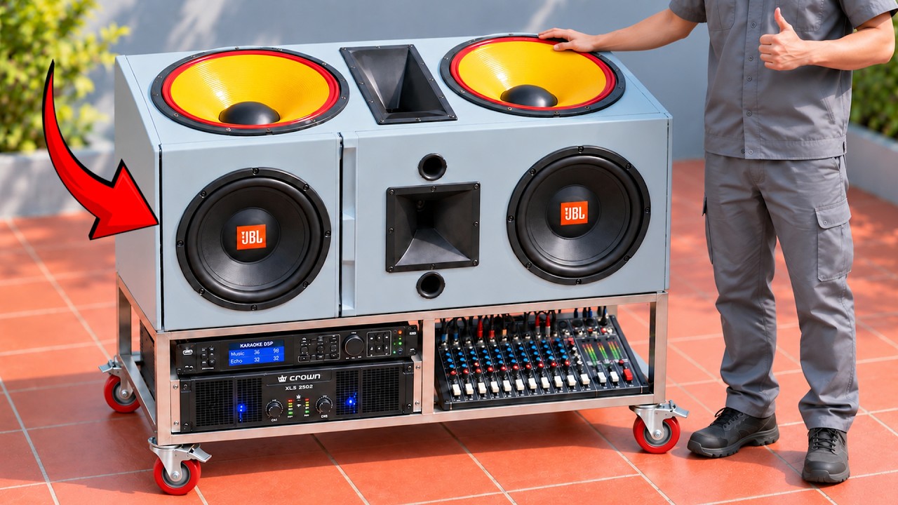 🔊 Subwoofer JBL! Stara lod&oacute;wka zmieniona w gigantyczny głośnik Bluetooth ze wzmacniaczem 1200 W!