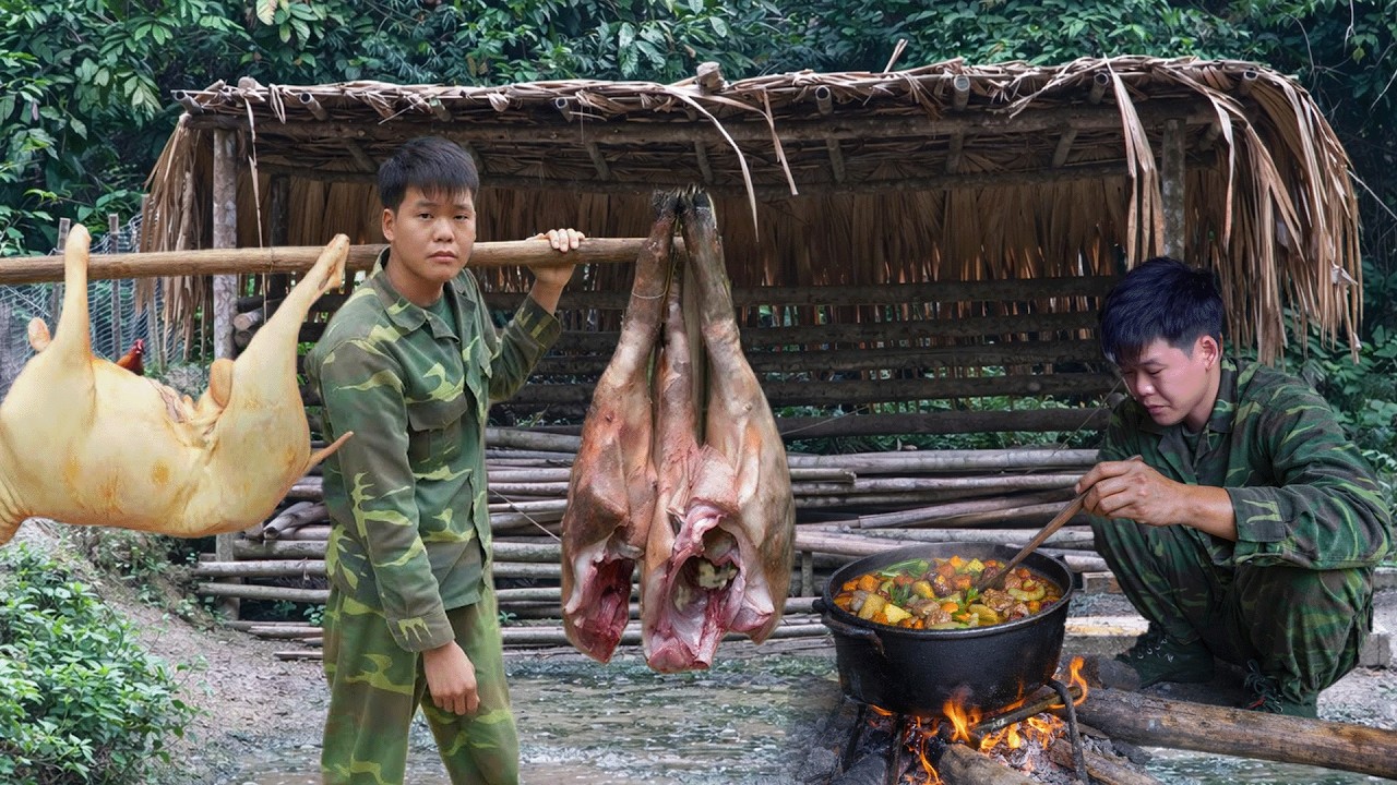 Wilderness Survival in Harsh Winter | Goat Meat Processing & Preservation