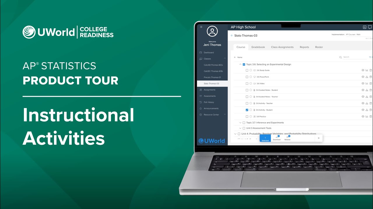 UWorld’s Course for AP® Statistics Product Tour: Instructional Activities