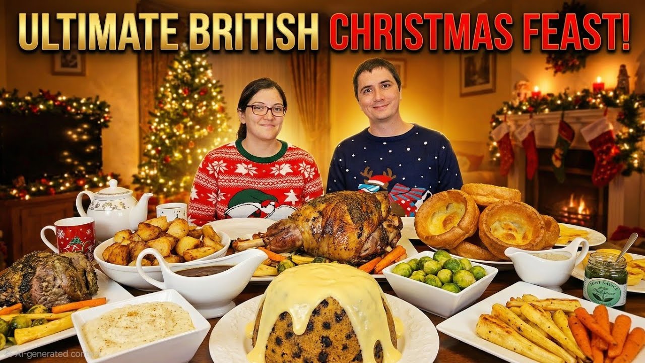 Southern Americans Try a FULL British Sunday Roast! (Lamb, Yorkies & Spotted Dick) Christmas Special
