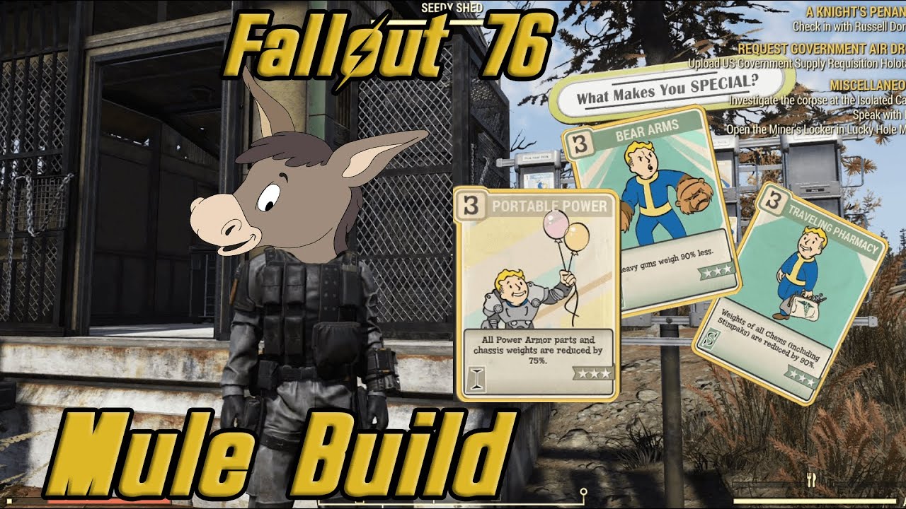 Fallout 76 - Mule Build | Store more legendary weapons | Decrease stash