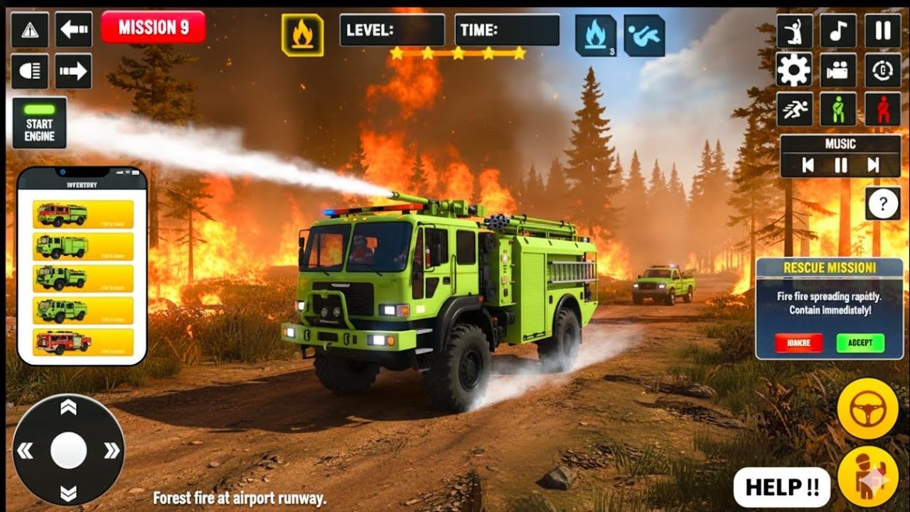 Fire Truck Driving Simulator 2025 | Extreme Rescue Operations & Realistic Firefighting Android Game