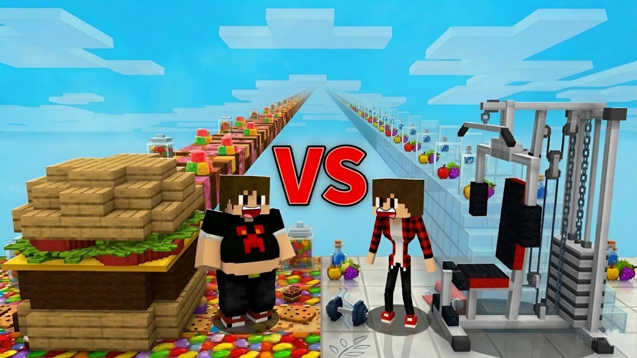 ماين كرافت : حـرب طريق الحظ ولكن طريق السمين ضد طريق النحيف !!؟ 🔥😱